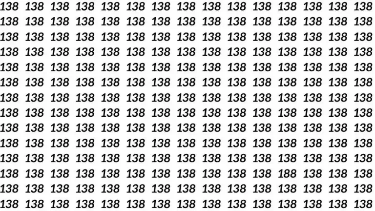 Optical Illusion Brain Test: If you have Hawk Eyes Find the number 188 among 138 in 8 Seconds?