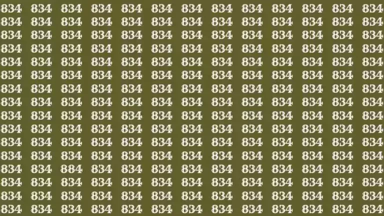 Optical Illusion Brain Test: If you have Hawk Eyes Find the number 884 among 834 in 7 Seconds?