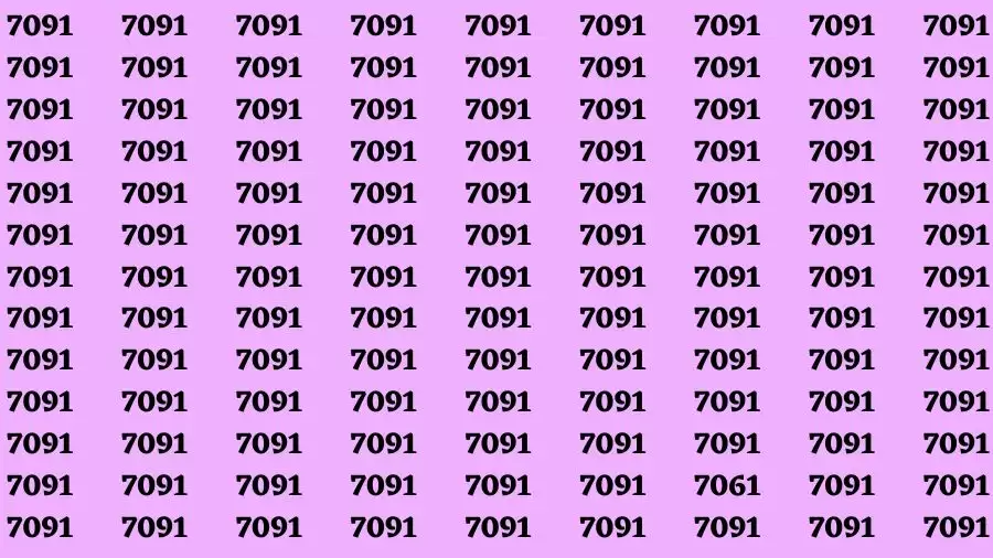 Observation Brain Test: If you have Eagle Eyes Find the number 7061 among 7091 in 12 Secs