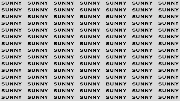 Observation Brain Challenge: If you have Hawk Eyes Find the word Bunny among Sunny in 15 Secs