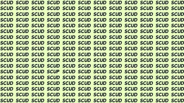 Observation Skill Test: If you have Sharp Eyes find the Word Scup among Scud in 10 Secs