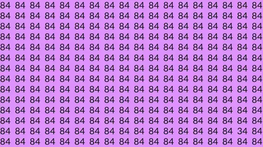 Optical Illusion Brain Test: If you have Eagle Eyes Find the number 34 among 84 in 15 Seconds?