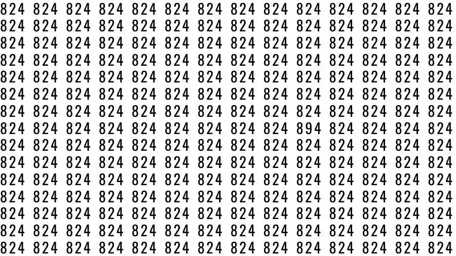 Optical Illusion Brain Test: If you have Eagle Eyes Find the number 894 among 824 in 15 Seconds?