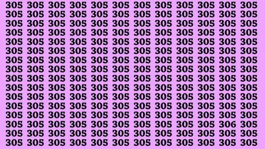 Observation Brain Test: If you have Hawk Eyes Find the Number 306 among 305 in 15 Secs