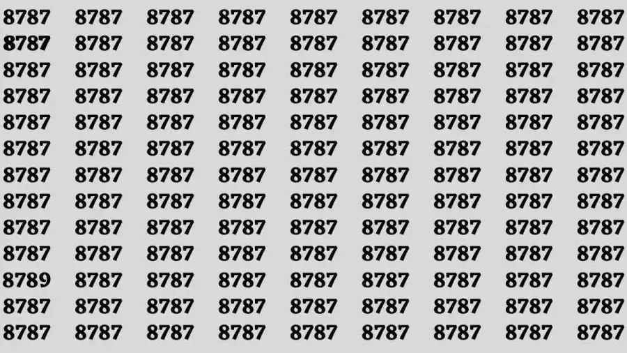 Observation Brain Test: If you have Keen Eyes Find the Number 8789 among 8787 in 15 Secs