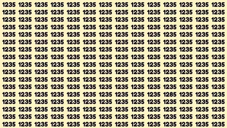 Observation Brain Test: If you have Sharp Eyes Find the Number 1285 among 1235 in 10 Secs