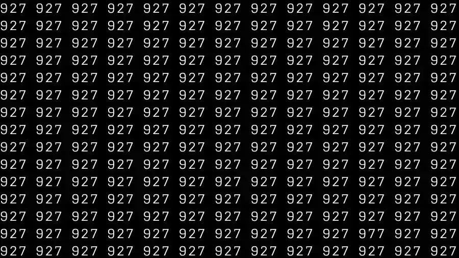 Optical Illusion Test: If you have Sharp Eyes Find the number 977 among 927 in 8 Seconds?