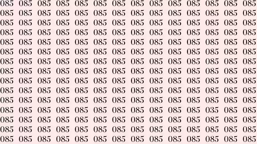 Optical Illusion: If you have Sharp Eyes Find the number 035 among 085 in 7 Seconds?