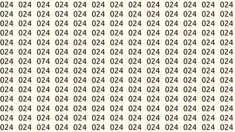 Optical Illusion Test: If you have Sharp Eyes Find the number 074 among 024 in 8 Seconds?