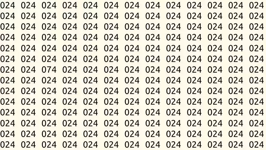 Optical Illusion Test: If you have Sharp Eyes Find the number 074 among 024 in 8 Seconds?