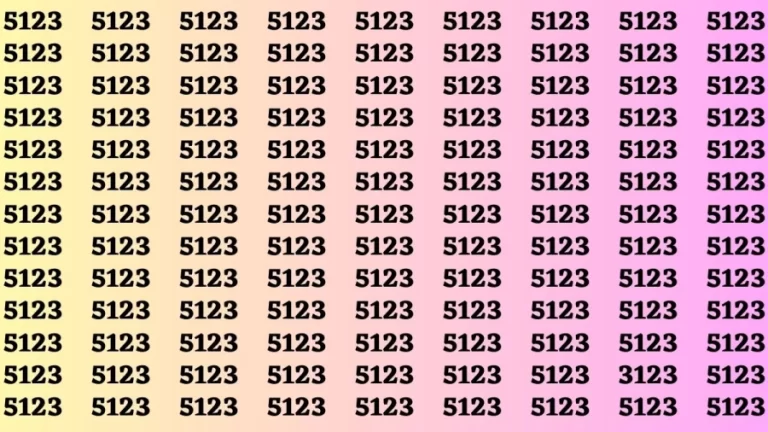 Observation Brain Test: If you have 50/50 vision Find the number 3123 among 5123 in 12 Secs