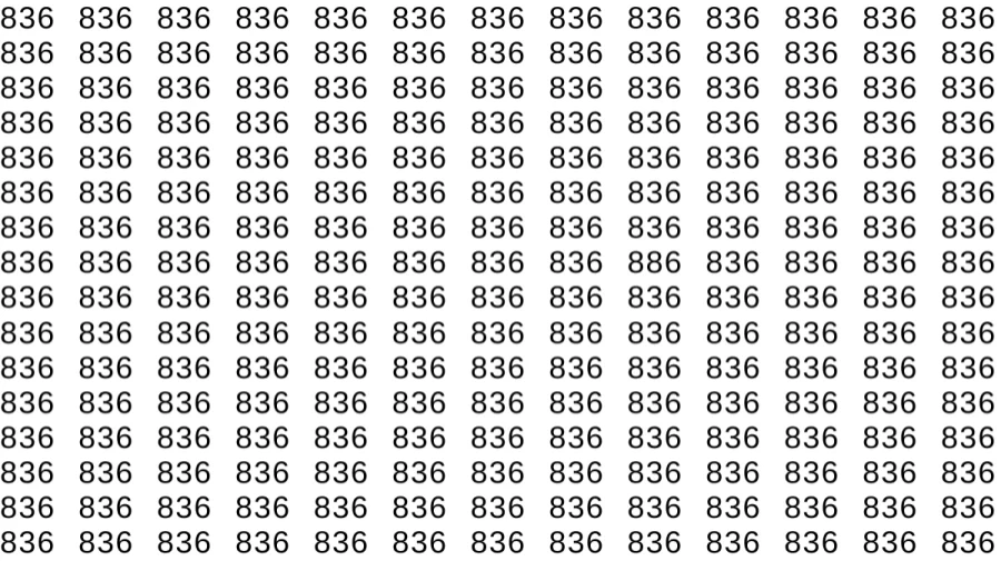 Optical Illusion Brain Test: If you have Hawk Eyes Find the number 886 among 836 in 9 Seconds?