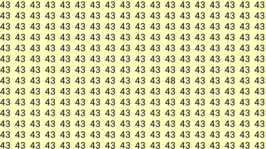 Optical Illusion Challenge: If you have Hawk Eyes Find the number 48 among 43 in 9 Seconds.
