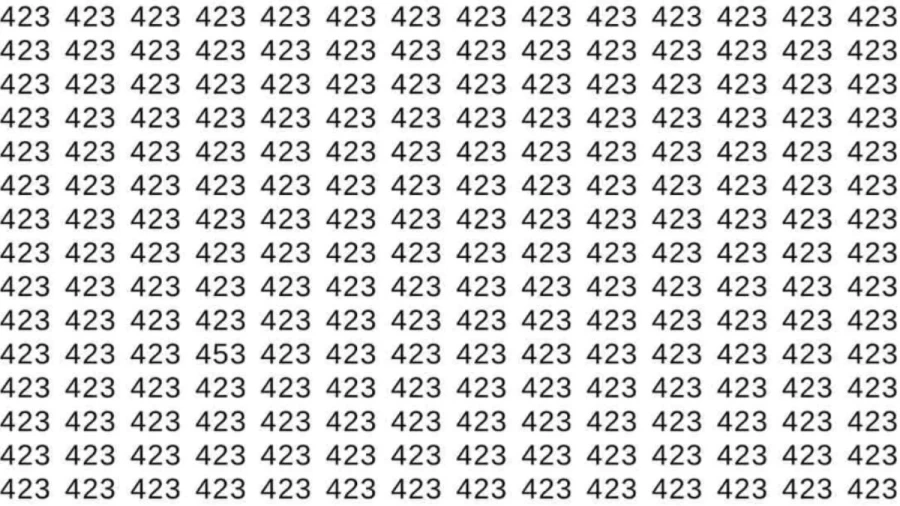 Optical Illusion Test: If you have Sharp Eyes Find the number 453 among 423 in 8 Seconds.