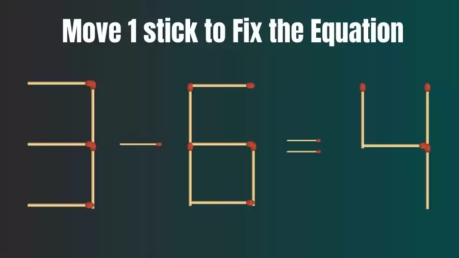 3-6=4 Move 1 Matchstick and Correct this Equation Within 20 Seconds | Brain Teaser Matchstick Puzzle