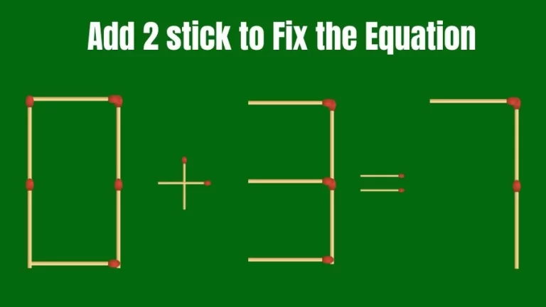 Brain Teaser: 0+3=7 Add 2 Matchsticks to Fix the Equation | Matchsticks Puzzle