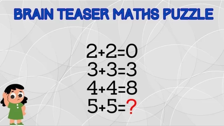 Brain Teaser: 2+2=0, 3+3=3, 4+4=8, 5+5=? Maths Puzzle