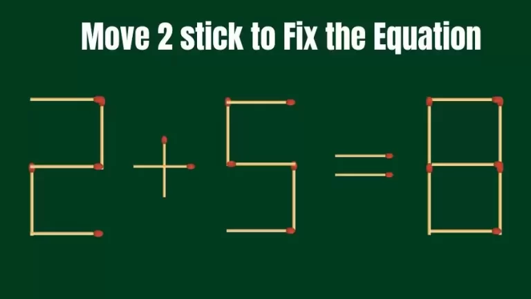 Brain Teaser: 2+5=8 Move 2 Matchsticks To Fix The Equation | Matchsticks Puzzle