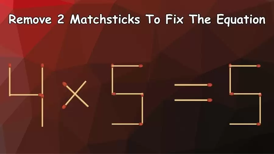 Brain Teaser: 4x5=5 Remove 2 Matchsticks To Fix The Equation