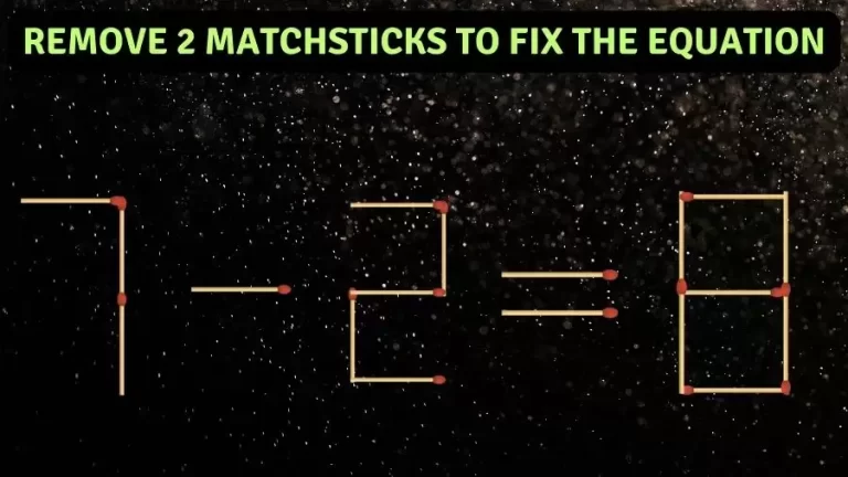 Brain Teaser: 7-2=8 Remove 2 Matchsticks To Fix The Equation | Matchsticks Puzzle