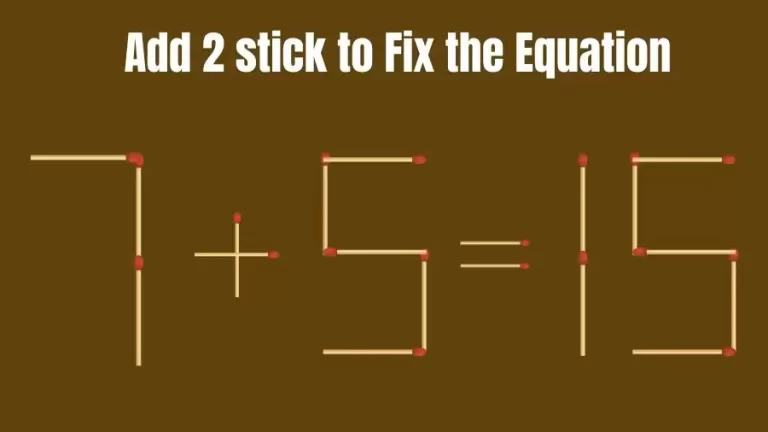 Brain Teaser: 7+5=15 Add 2 Matchsticks to Fix the Equation | Matchsticks Puzzle