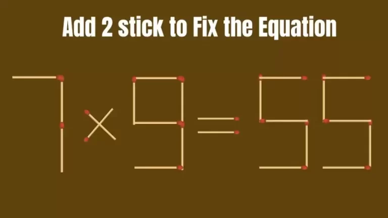 Brain Teaser: 7×9=55 Add 2 Matchsticks to make the Equation Right | Clever Matchstick Puzzle