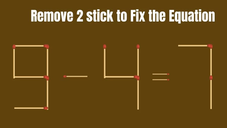 Brain Teaser: 9-4=7 Remove 2 Matchsticks to Fix the Equation