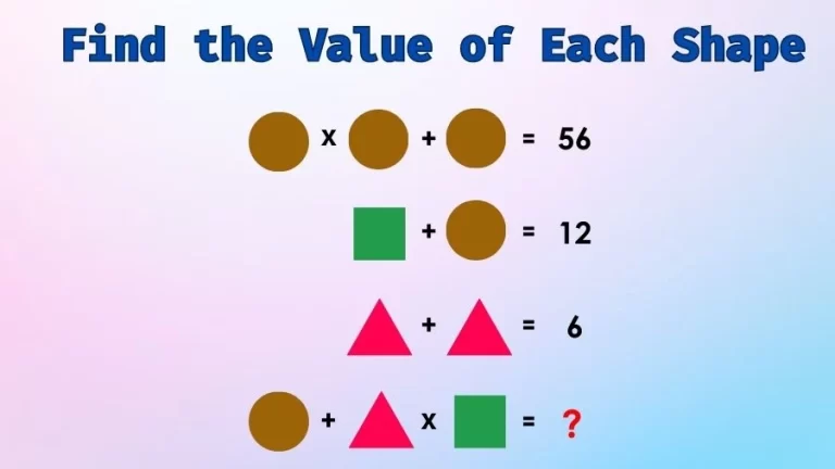 Brain Teaser: Can You Solve and Find the Value of Each Shape? Maths Pictorial Equation