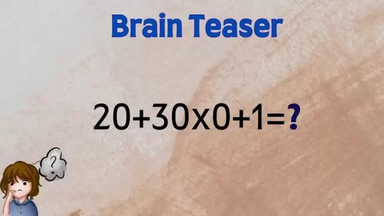 Brain Teaser IQ Test: Equate 20+30x0+1