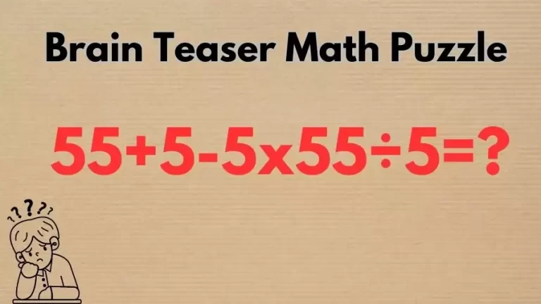 Brain Teaser Math Puzzle: Can You Solve 55+5-5x55÷5?