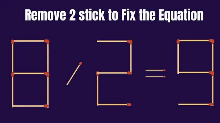 Brain Teaser Math Puzzle: Remove 2 Matchsticks to Fix the Equation