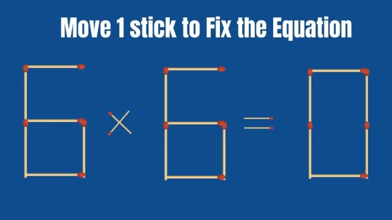 Brain Teaser Math Test: Fix 6x6=0 Move 1 Matchstick to Fix the Equation by 30 Secs