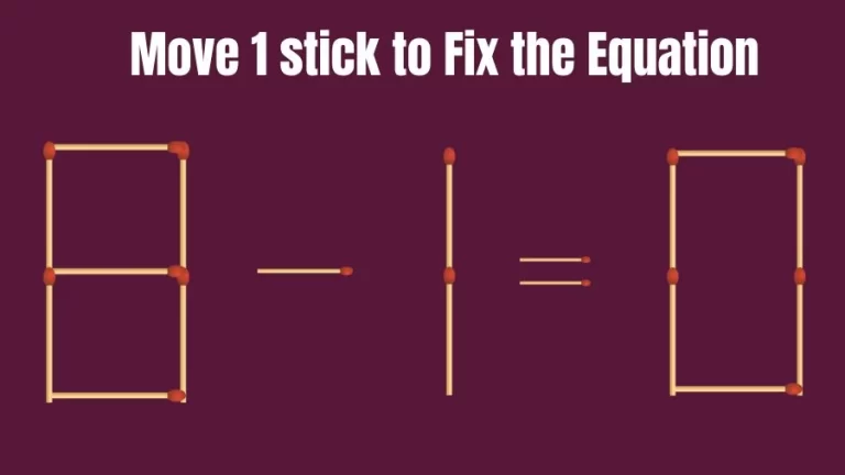 Brain Teaser Math Test: Fix 8-1=0 Move 1 Matchstick to Fix the Equation by 30 Secs
