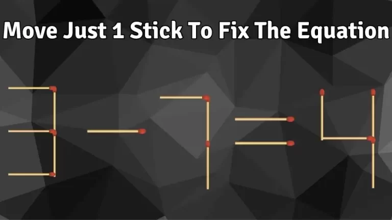 Brain Teaser: Move Just 1 Stick To Fix The Equation | Matchstick Riddles