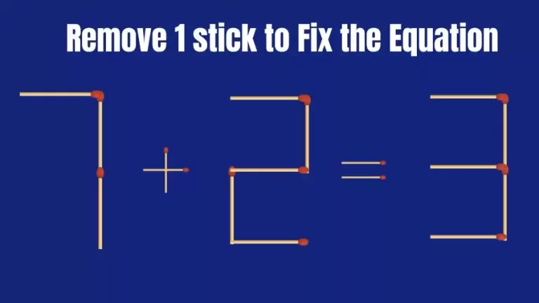 Brain Teaser: Remove Just 1 Stick to Fix the Equation