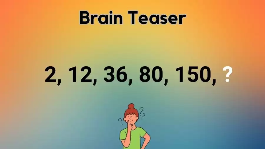 Brain Teaser: Solve this Missing Number Puzzle 2, 12, 36, 80, 150, ?