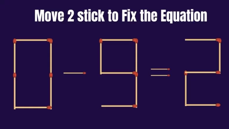 Brain Teaser for IQ Test: 0-9=2 Fix The Equation By Moving 2 Sticks | Matchstick Puzzle