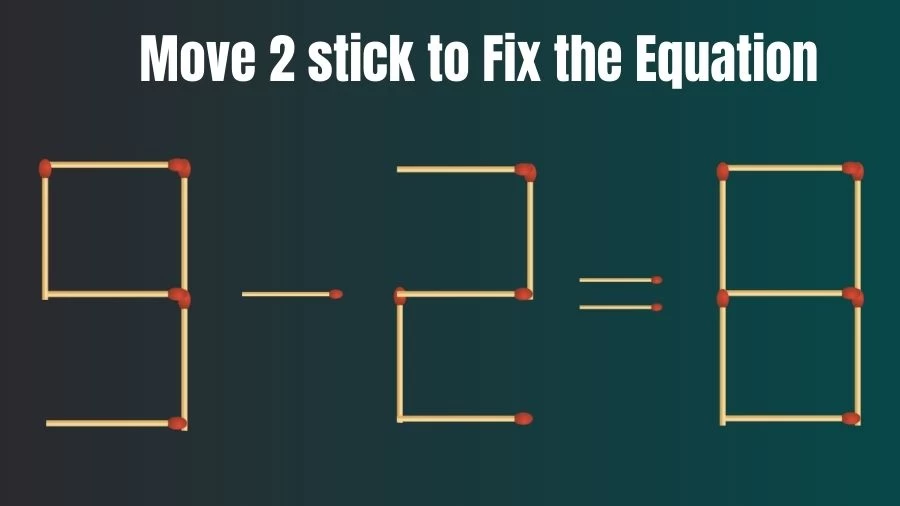 Brain Teaser for IQ Test: 9-2=8 Fix The Equation By Moving 2 Sticks