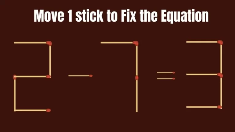 Matchstick Brain Test: 2-7=3 Matchstick Puzzle Only Genius Mind Can Solve