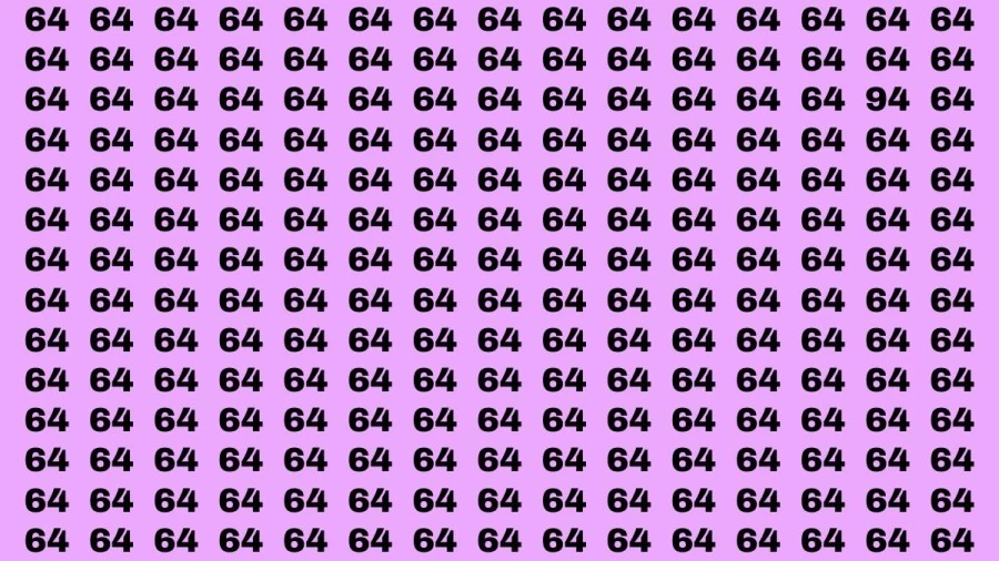 Observation Brain Challenge: If you have Keen Eyes Find the Number 94 among 64 in 12 Secs