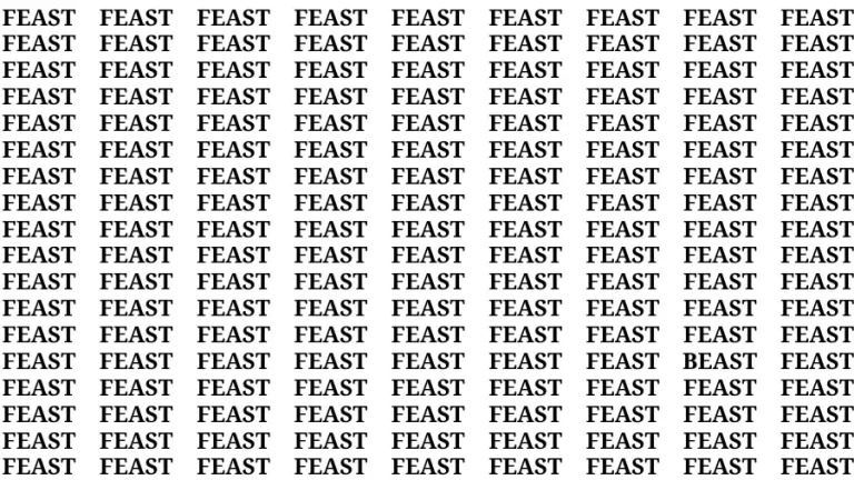 Observation Brain Games: If you have Hawk Eyes Find the word Beast in 18 Secs