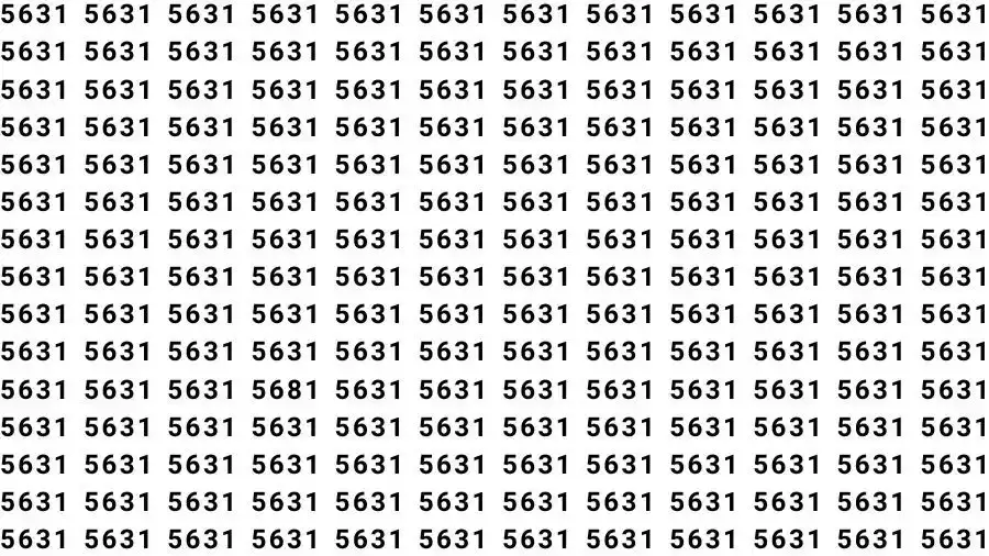 Observation Skill Test: If you have 50/50 Vision Eyes Find the number 5681 among 5631 in 9 Seconds?