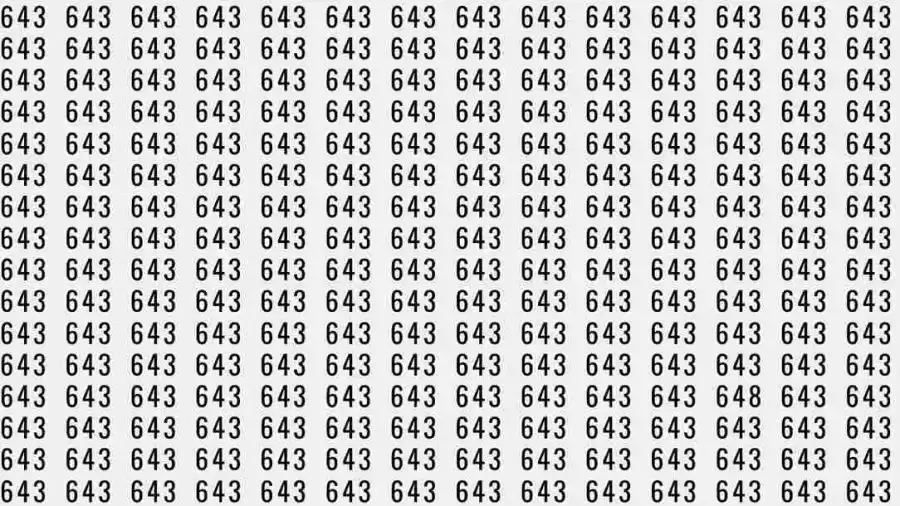 Optical Illusion: If you have Sharp Eyes Find the number 648 among 643 in 7 Seconds?