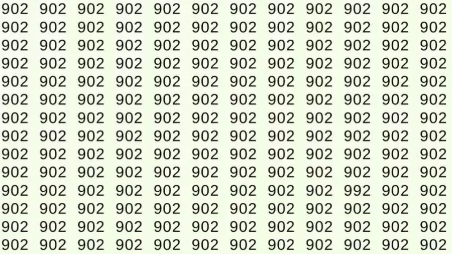 Optical Illusion: If you have hawk eyes find 992 among 902 in 10 Seconds?