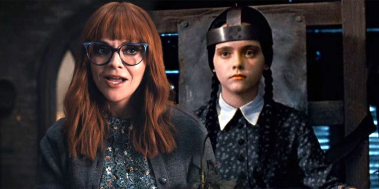 Christina Ricci as Wednesday in The Addams Family and in Netflix's Wednesday