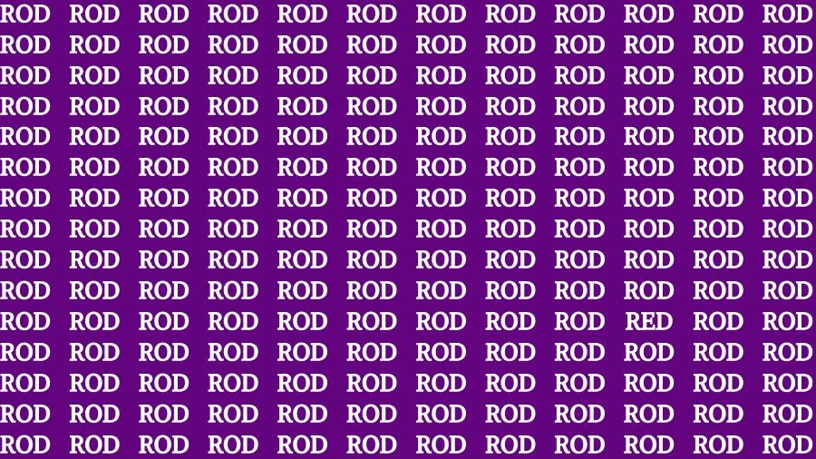 Visual Test: If you have 50/50 Vision Find the Word Red among Rod in 15 Secs