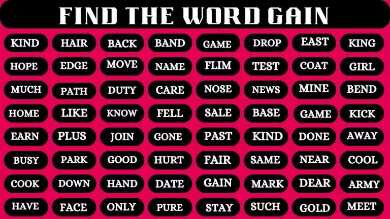 Observation Brain Test: If you have Eagle Eyes Find the Word Gain in 12 Secs