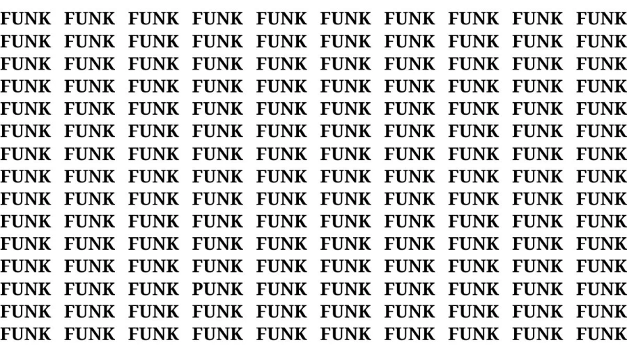 Observation Brain Test: If you have Hawk Eyes Find the word Punk among Funk in 15 Secs