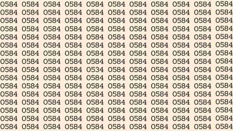 Optical Illusion Brain Test: If you have Sharp Eyes Find the number 0534 among 0584 in 7 Seconds?