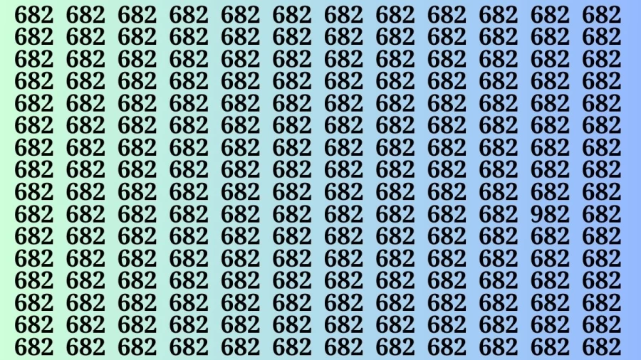 Observation Brain Test: If you have Hawk Eyes Find the Number 982 among 682 in 15 Secs